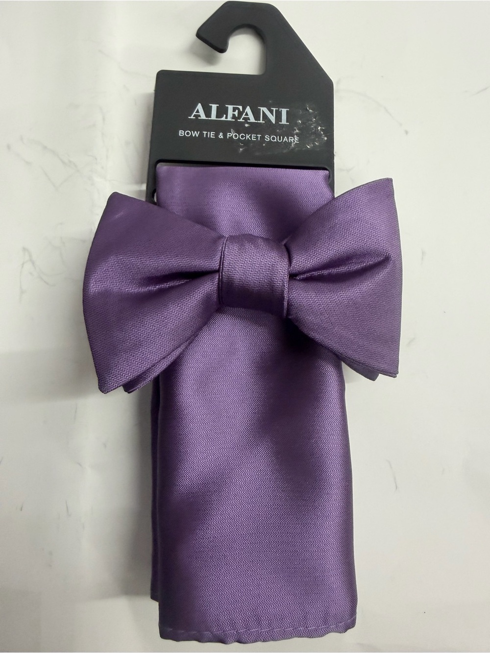 Macy's Purple Satin Bow Tie & Pocket Square Set